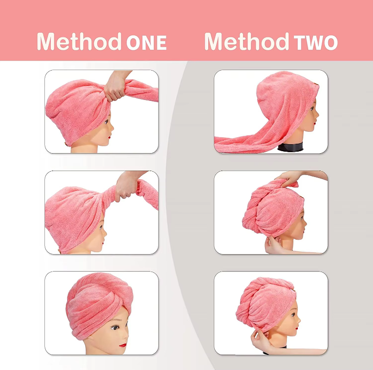 Microfiber Hair Towel with Button